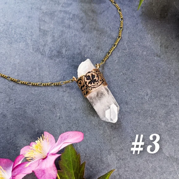 Artisan Made Quartz Crystal Point Long Necklaces - Picture 11 of 13